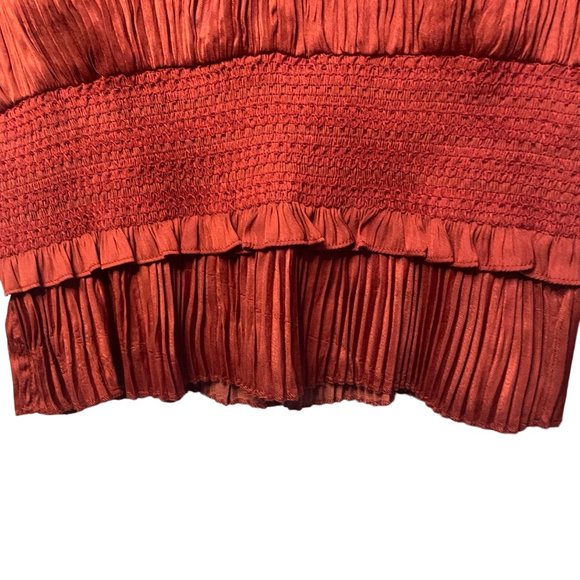 Current Air Los Angeles Burnt Orange Ruched Shirred Waist Top size S - Picture 3 of 4